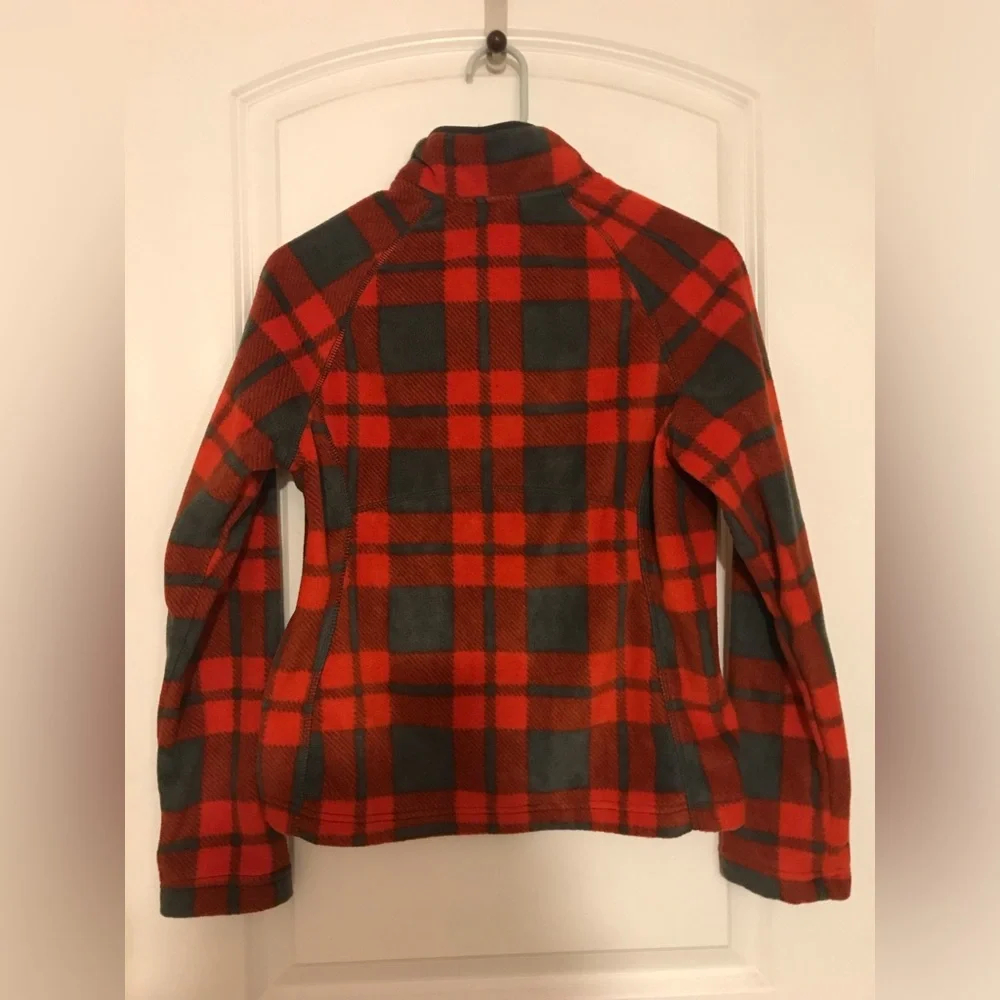 Merona Red-Orange Plaid Soft Zip Up Jacket Size XS - Picture 2 of 5
